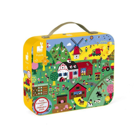 Janod Puzzle obserwacyjne w walizce Farma 24 elementy 3+ Janod Puzzle obserwacyjne w walizce Farma 24 elementy 3+