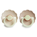 FRIGG Smoczki 0-6m Night Daisy Kauczuk 2-Pack Cream / Croissant - Rozmiar 1