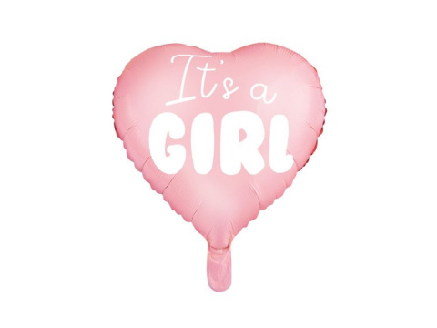 Balon foliowy Serce - It's a girl 45cm jasny róż