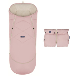 ZAFFIRO Komplet Regulowany śpiworek do wózka Everest + Mufki 2w1 WEŁNA PREMIUM + ROSE Cozy