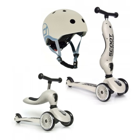 SCOOTANDRIDE Komplet Hulajnoga HighWayKick 2w1 + kask (XXS-S) | Ash