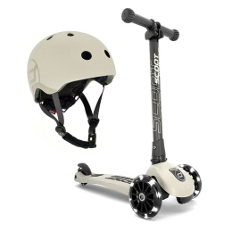 SCOOTANDRIDE Komplet Highwaykick 3 LED Hulajnoga + kask (S-M) | Ash