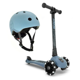 SCOOTANDRIDE Komplet Highwaykick 3 LED Hulajnoga + kask (S-M) | Steel