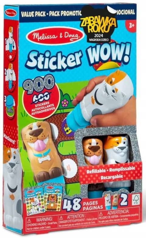 Melissa & Doug Dwupak z naklejkami Sticker Wow Pies i Kot (900 naklejek)